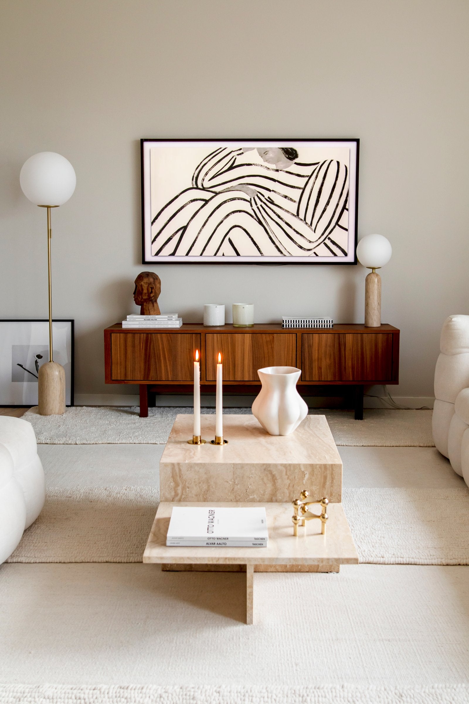 Golvlampa Torrano Travertin