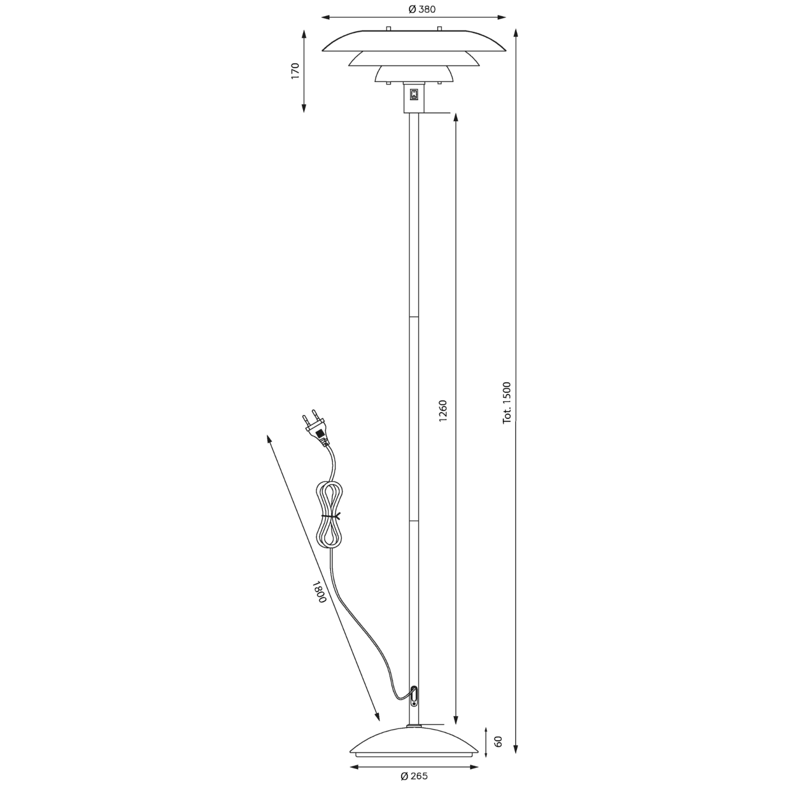 Aneta Lighting EPSILON golvlampa, vit - Azalea Home