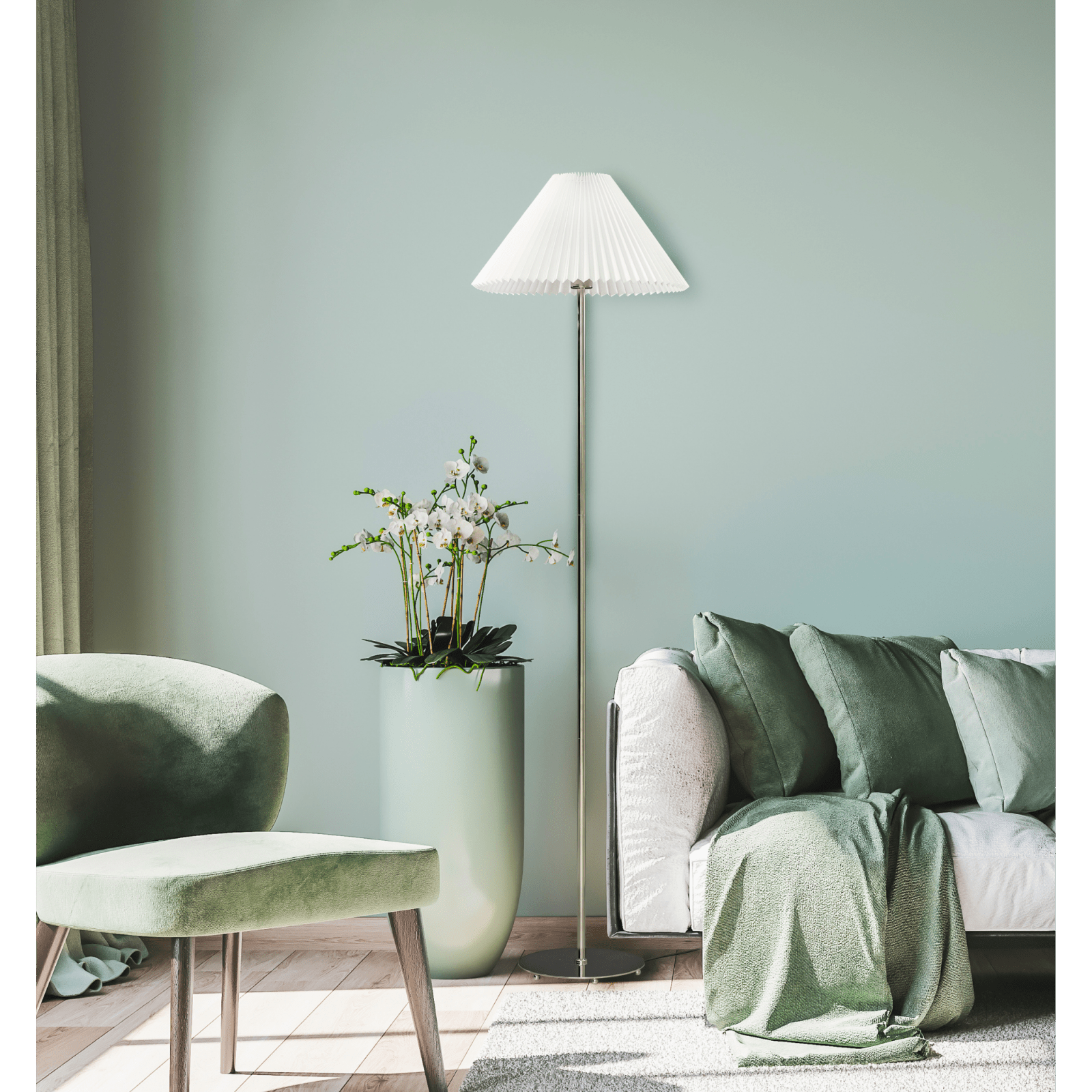 Aneta Lighting ESTER golvlampa, silver - Azalea Home