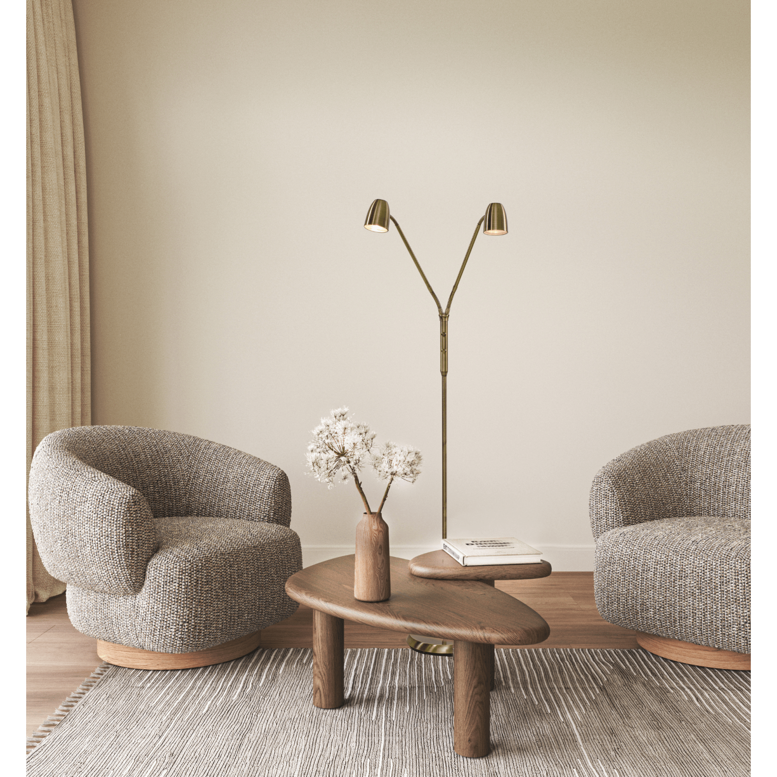 Aneta Lighting SANDNES golvlampa dubbel, antik - Azalea Home