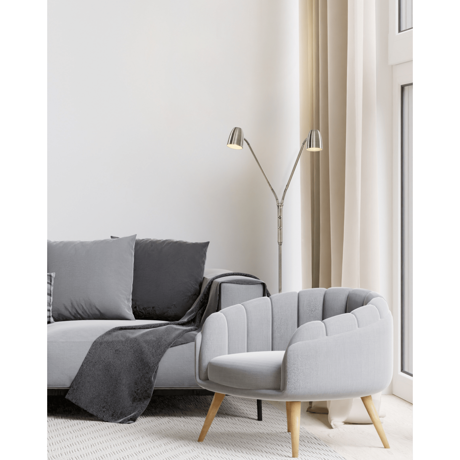 Aneta Lighting SANDNES golvlampa dubbel, stål - Azalea Home