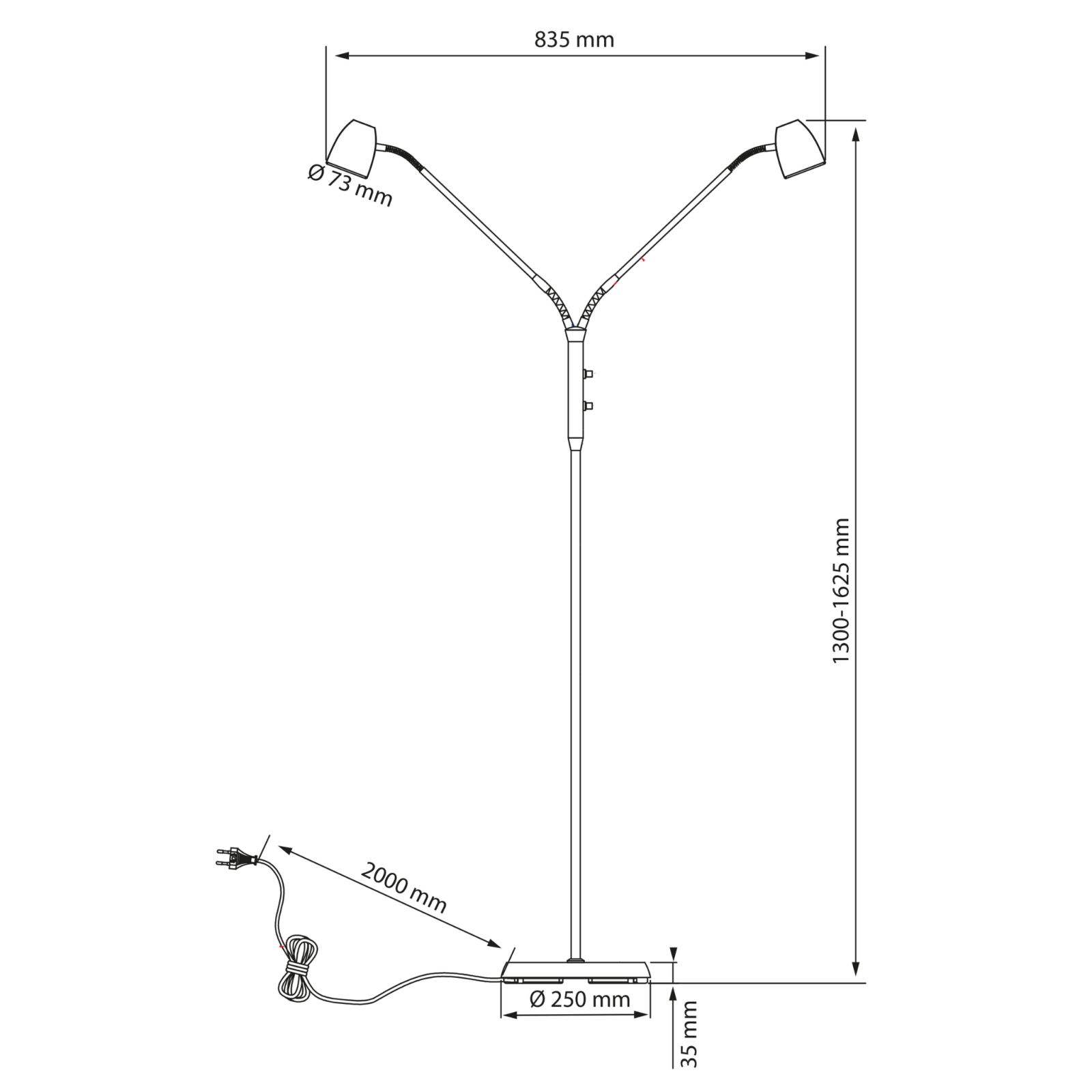 Aneta Lighting SANDNES golvlampa dubbel, svart - Azalea Home