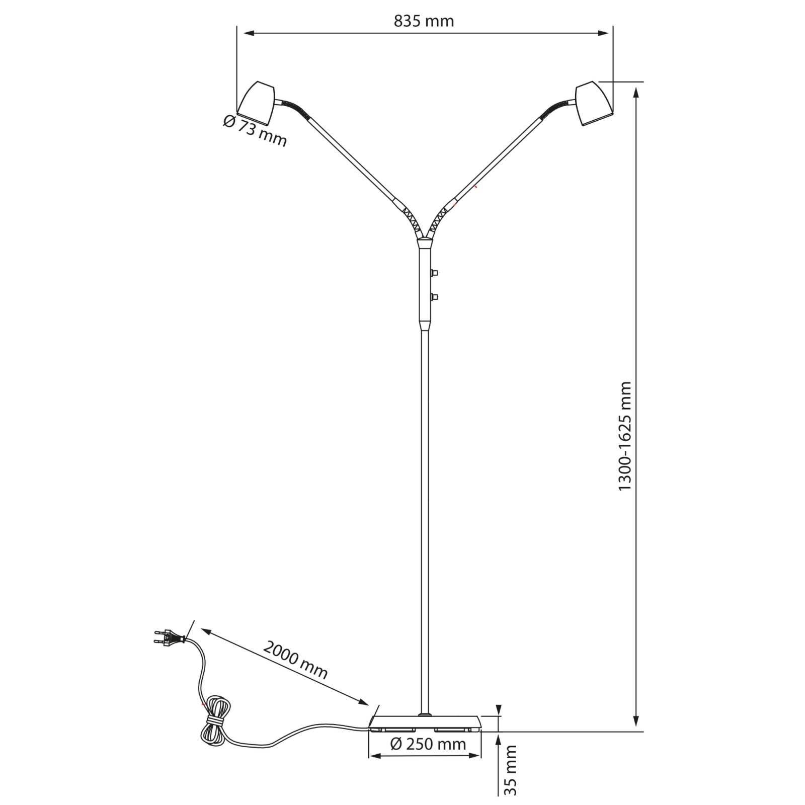 Aneta Lighting SANDNES golvlampa dubbel, vit - Azalea Home