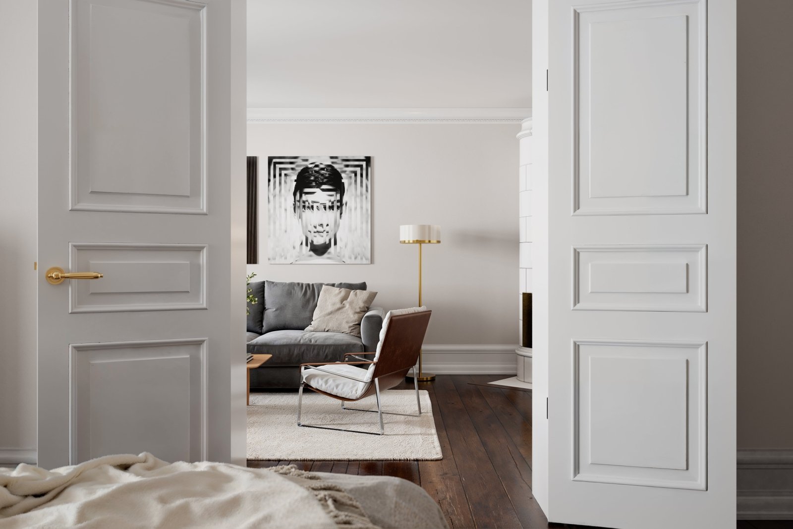 By Rydéns Marcel golvlampa H150 cm mässing/vit - Azalea Home