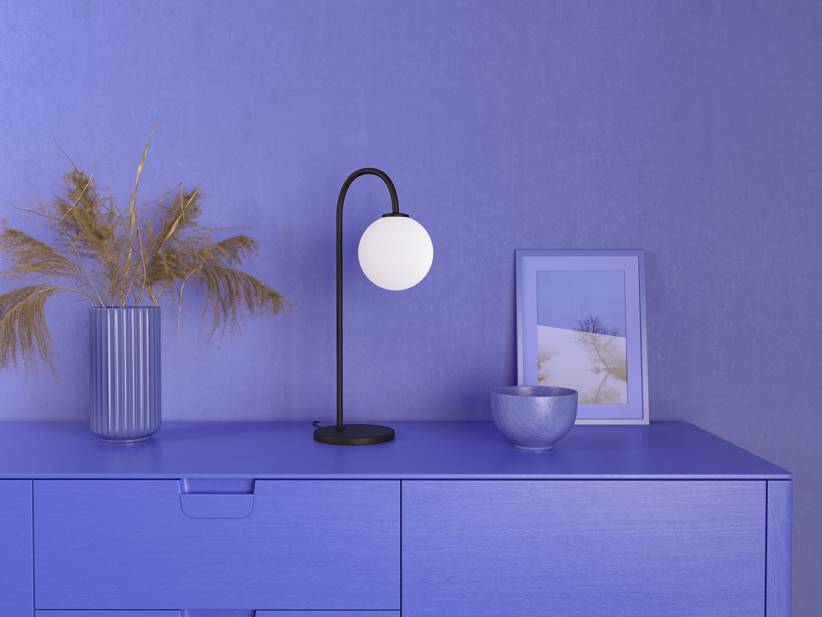 Herstal Bordslampa Ballon svart/opal glas - Azalea Home