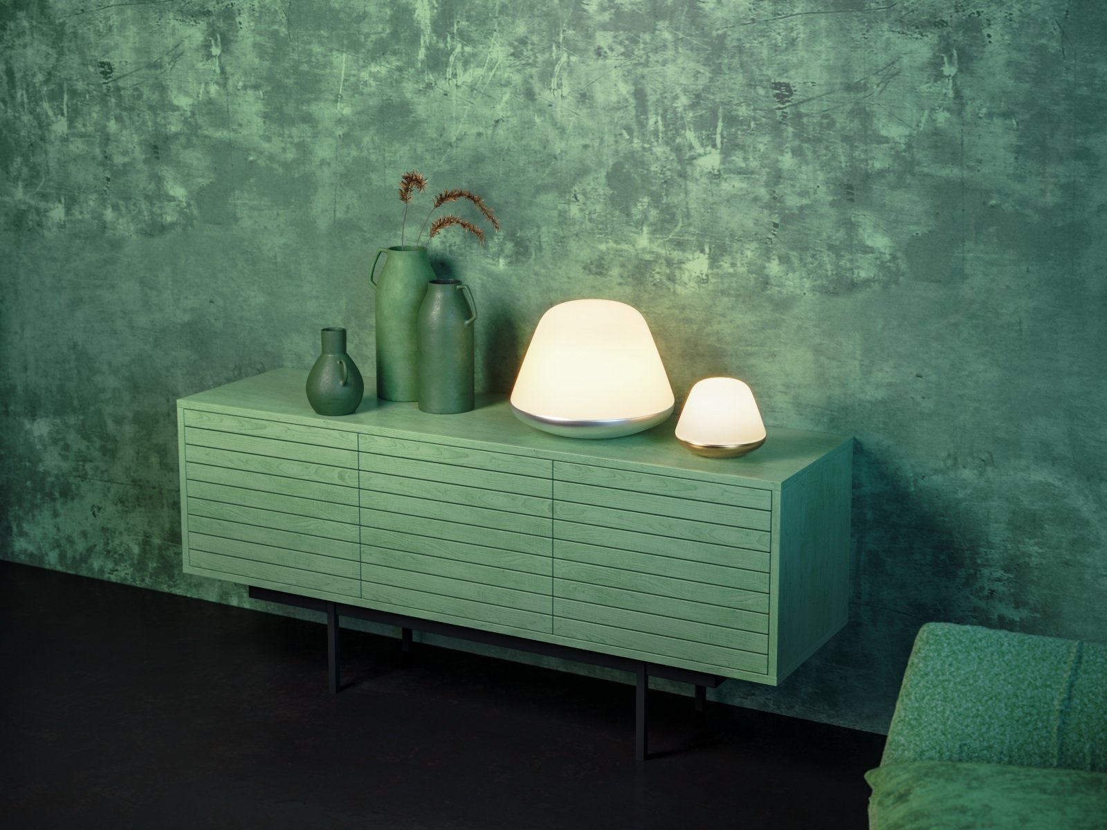 Herstal Bordslampa Bloom Ø38 satin silver/opal glas - Azalea Home