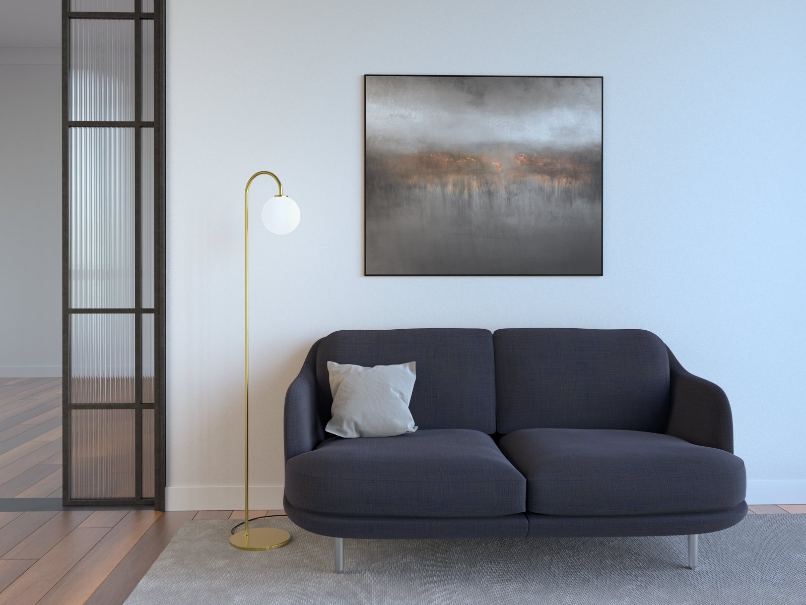 Herstal Golvlampa Ballon mässing/opal glas - Azalea Home