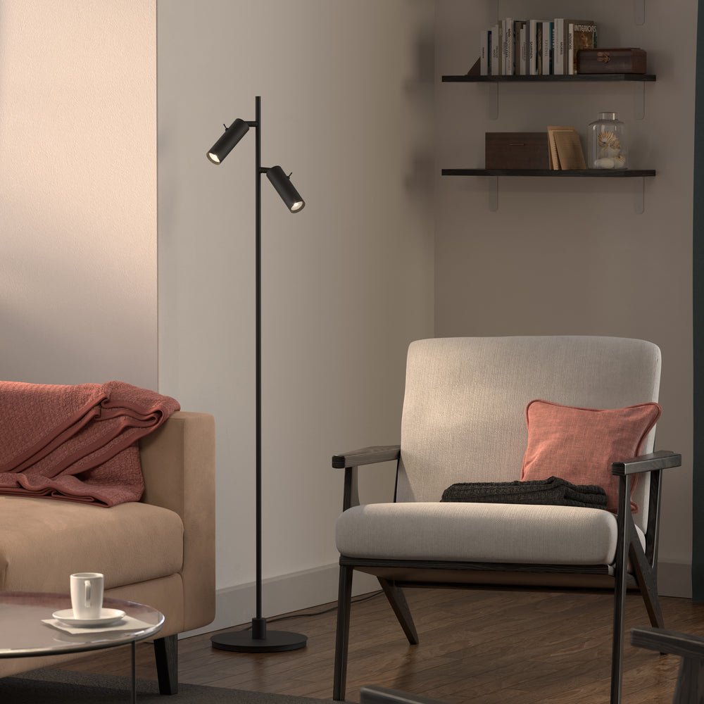 Herstal Golvlampa Pipeline dubbel mattsvart - Azalea Home