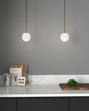 Herstal Pendel Ballon satin brass/opal glas - Azalea Home