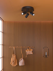 Herstal Spotlight Holder rund 3 lampor svart - Azalea Home