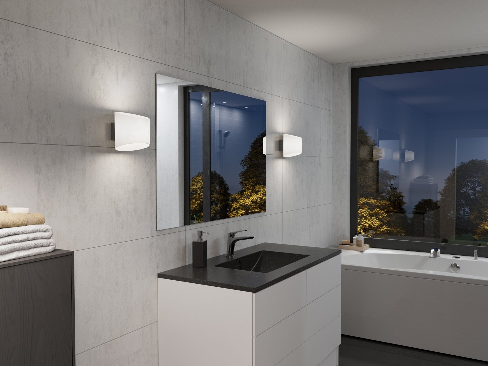 Herstal Vägglampa Evoke oval antracit/opal glas - Azalea Home