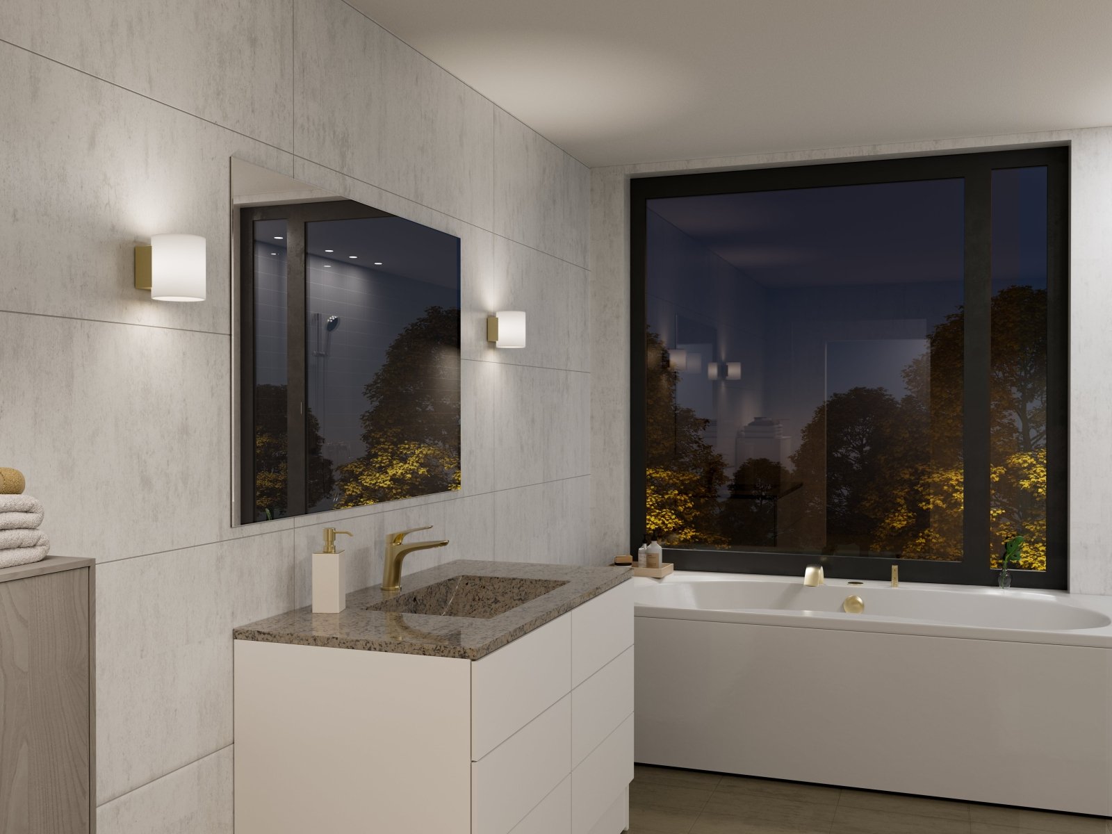 Herstal Vägglampa Evoke S satin brass/opal glas - Azalea Home