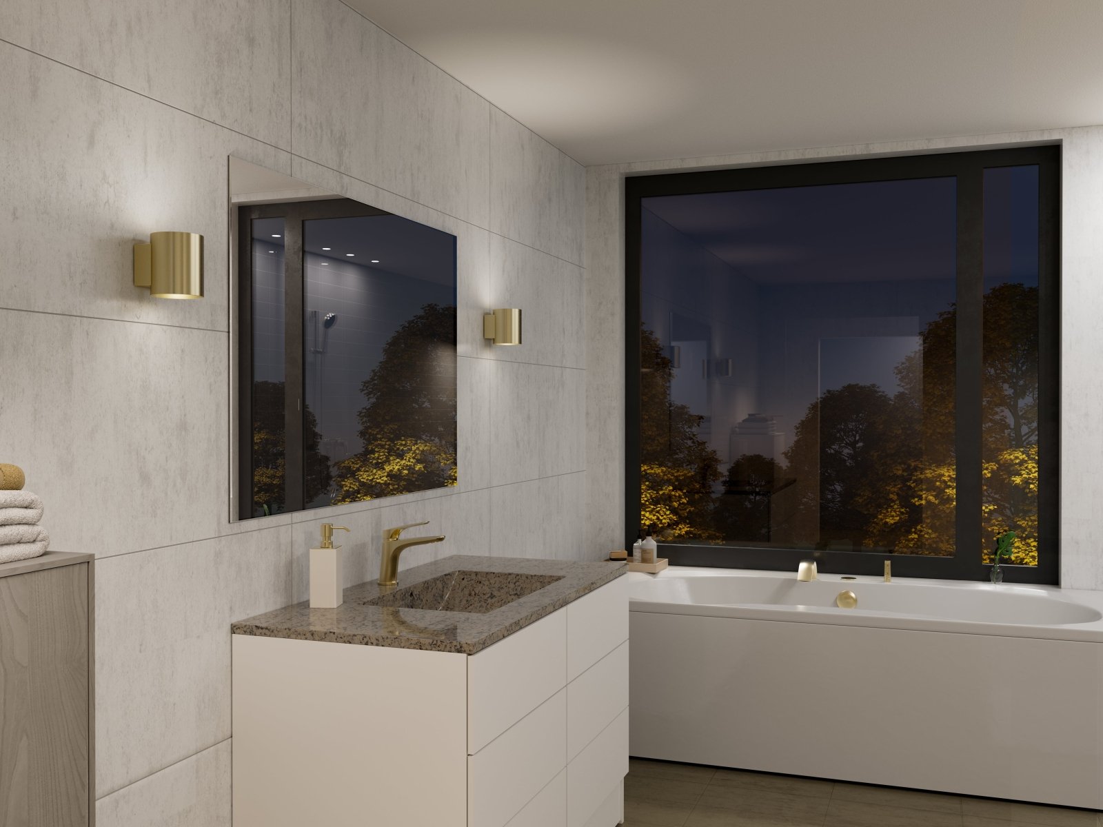 Herstal Vägglampa Evoke S satin brass/satin brass - Azalea Home