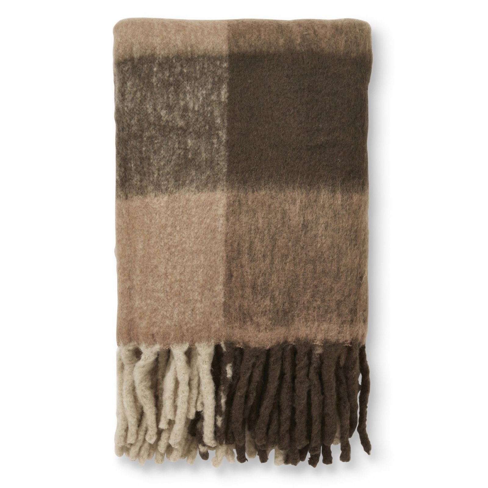 Jakobsdals Brown check mohair Pläd 130x170, Brun - Azalea Home