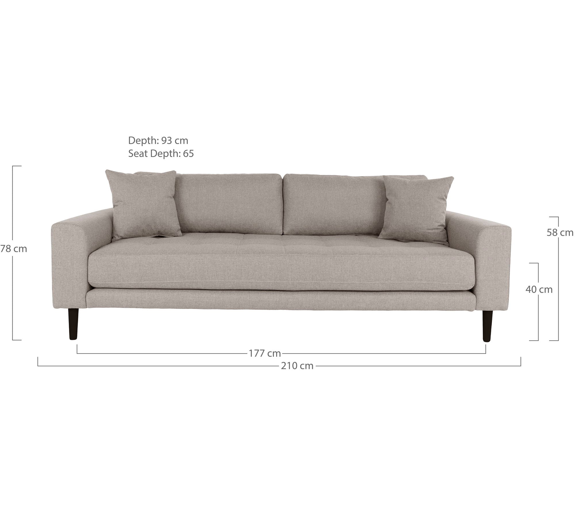 Lido 3-sits soffa, Stone