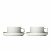 Pilar Tekoppar med fat 200ml Moonbeam, 2-Pack