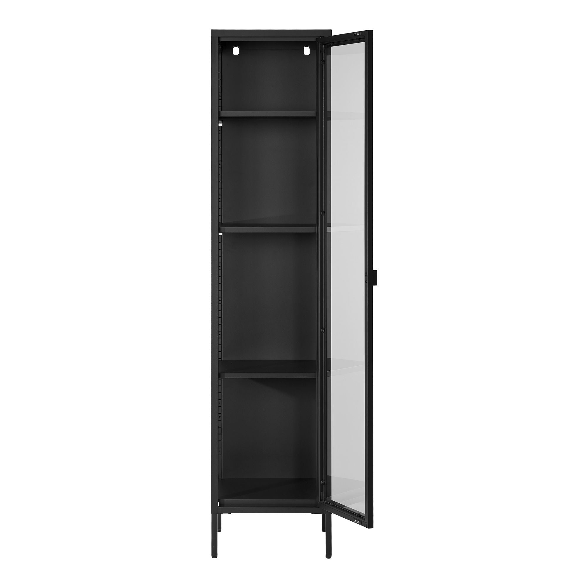 Brisbane smalt vitrinskåp H180cm, Svart