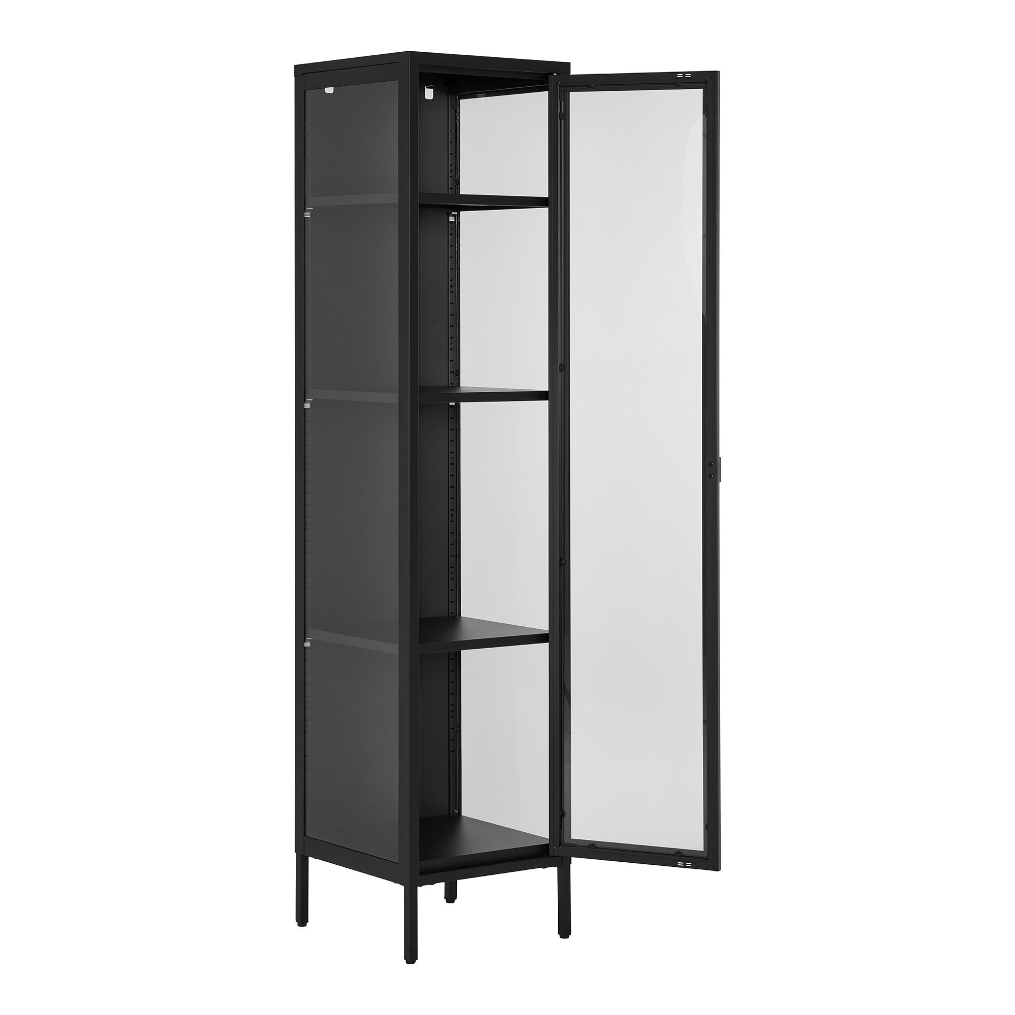 Brisbane smalt vitrinskåp H180cm, Svart