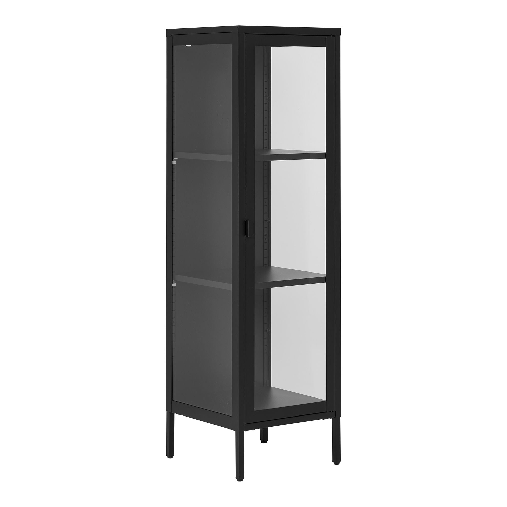 Brisbane smalt vitrinskåp H140cm, Svart