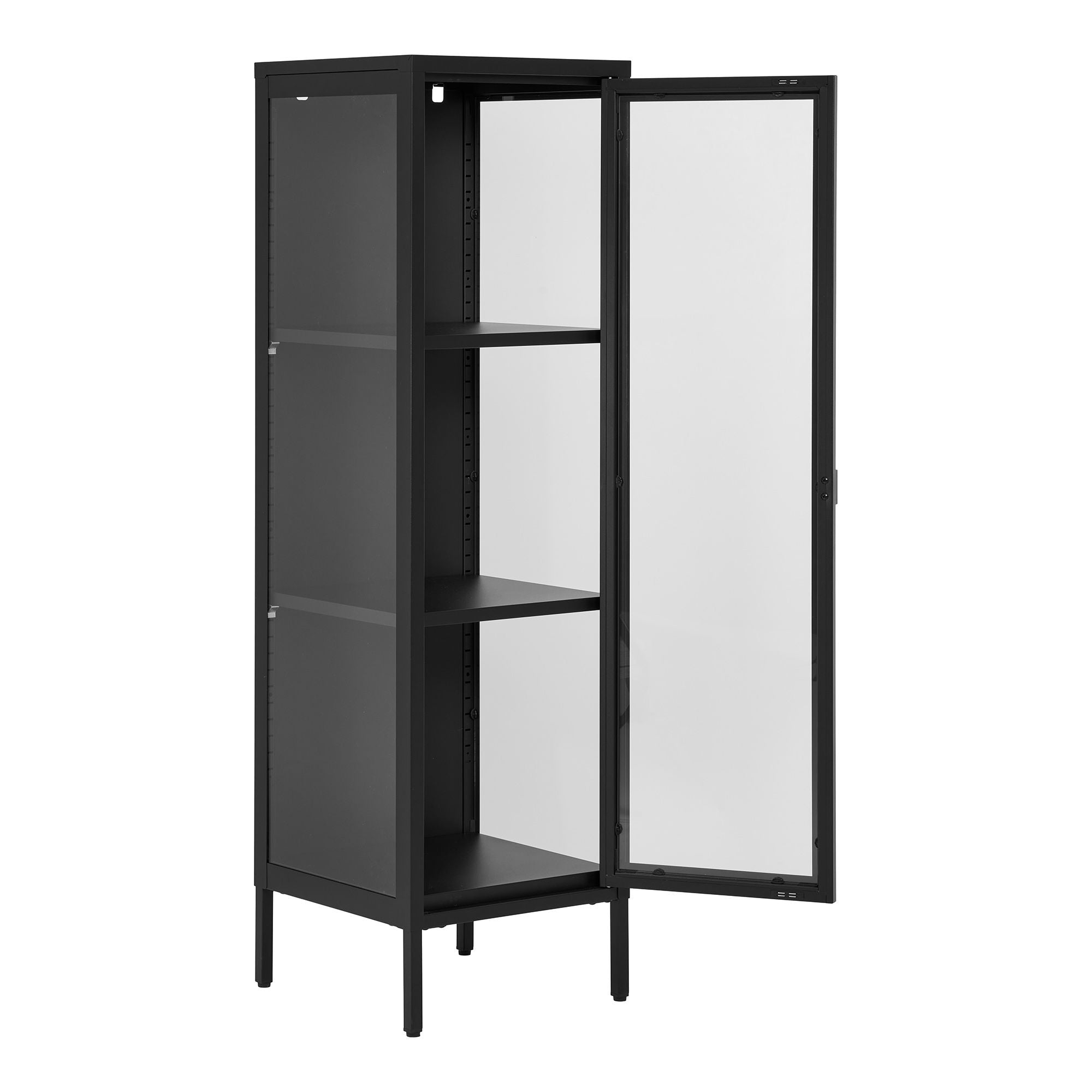 Brisbane smalt vitrinskåp H140cm, Svart