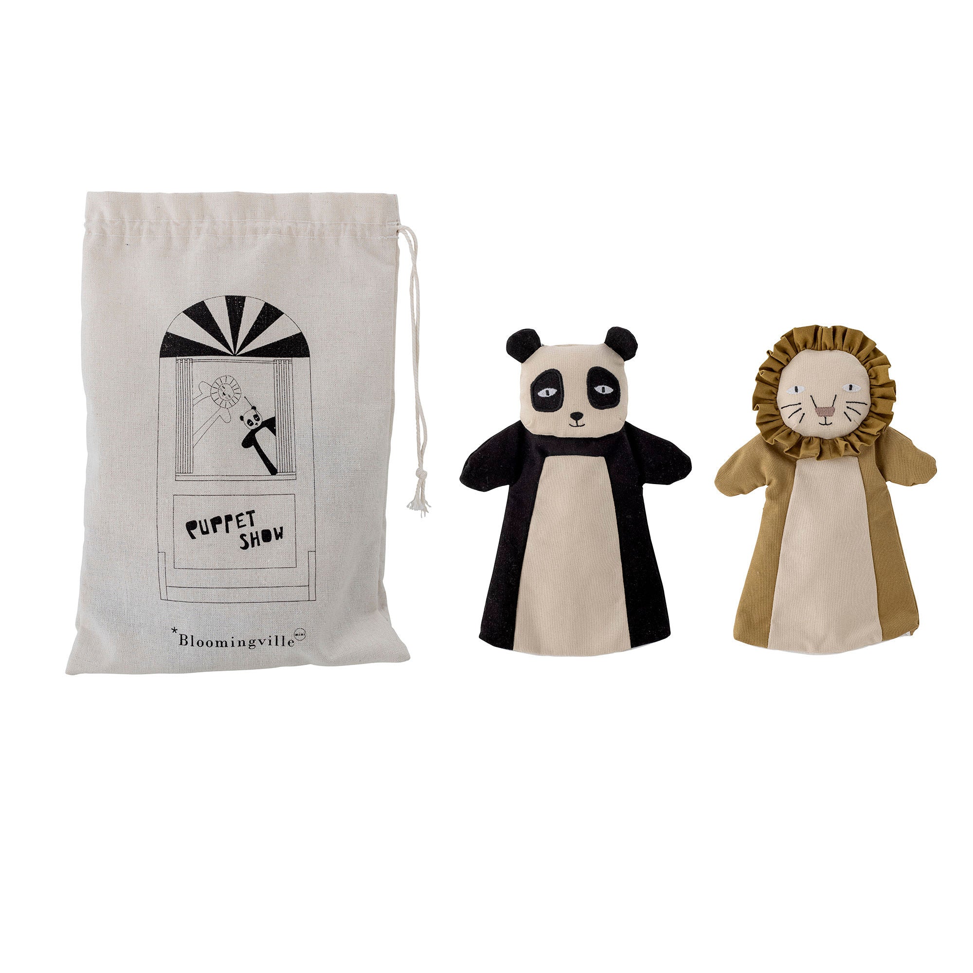 Flynn Handdocka 2-Pack, Panda / Lejon