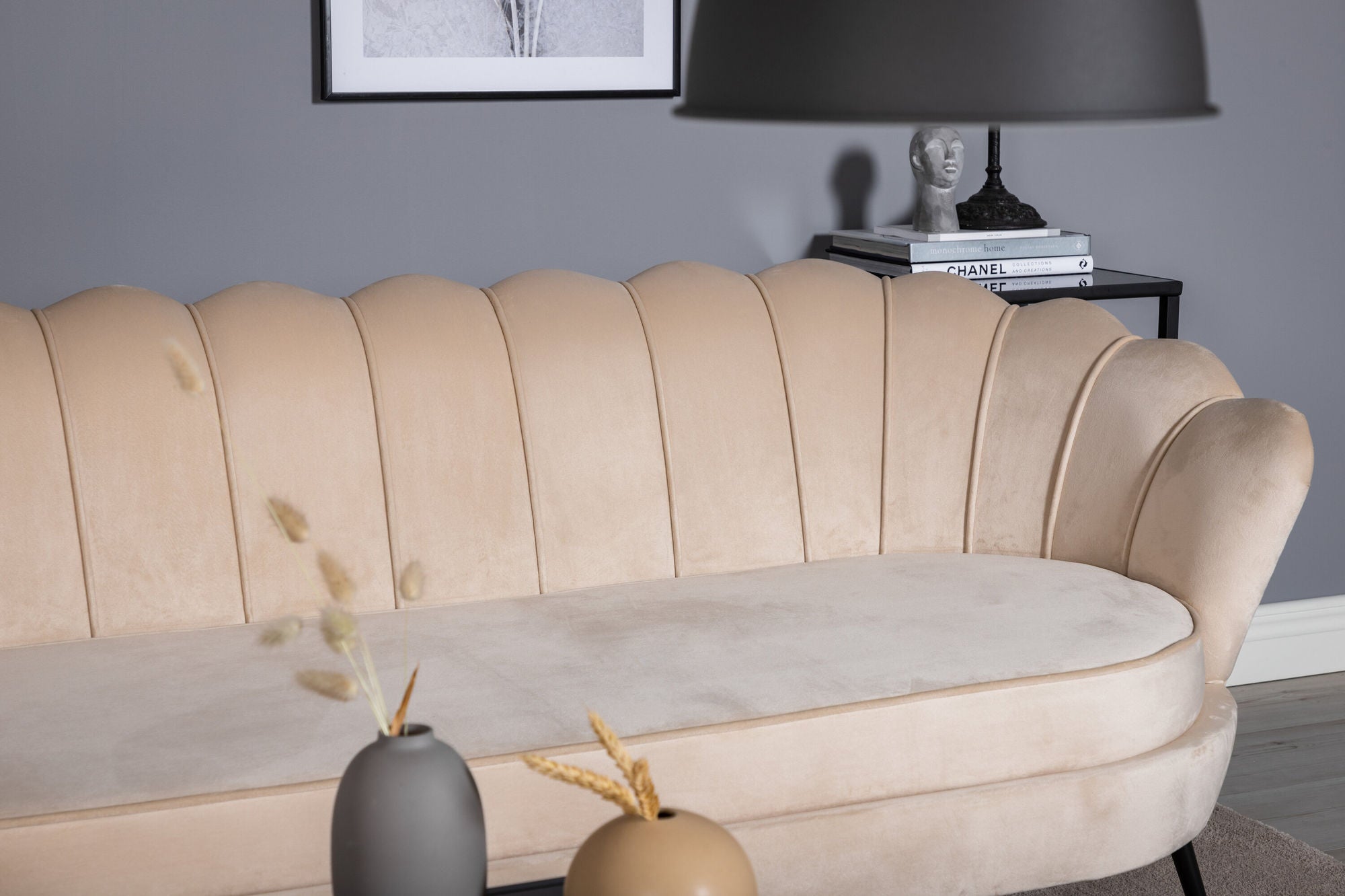 Calais 3-Sitssoffa Sammet, Beige