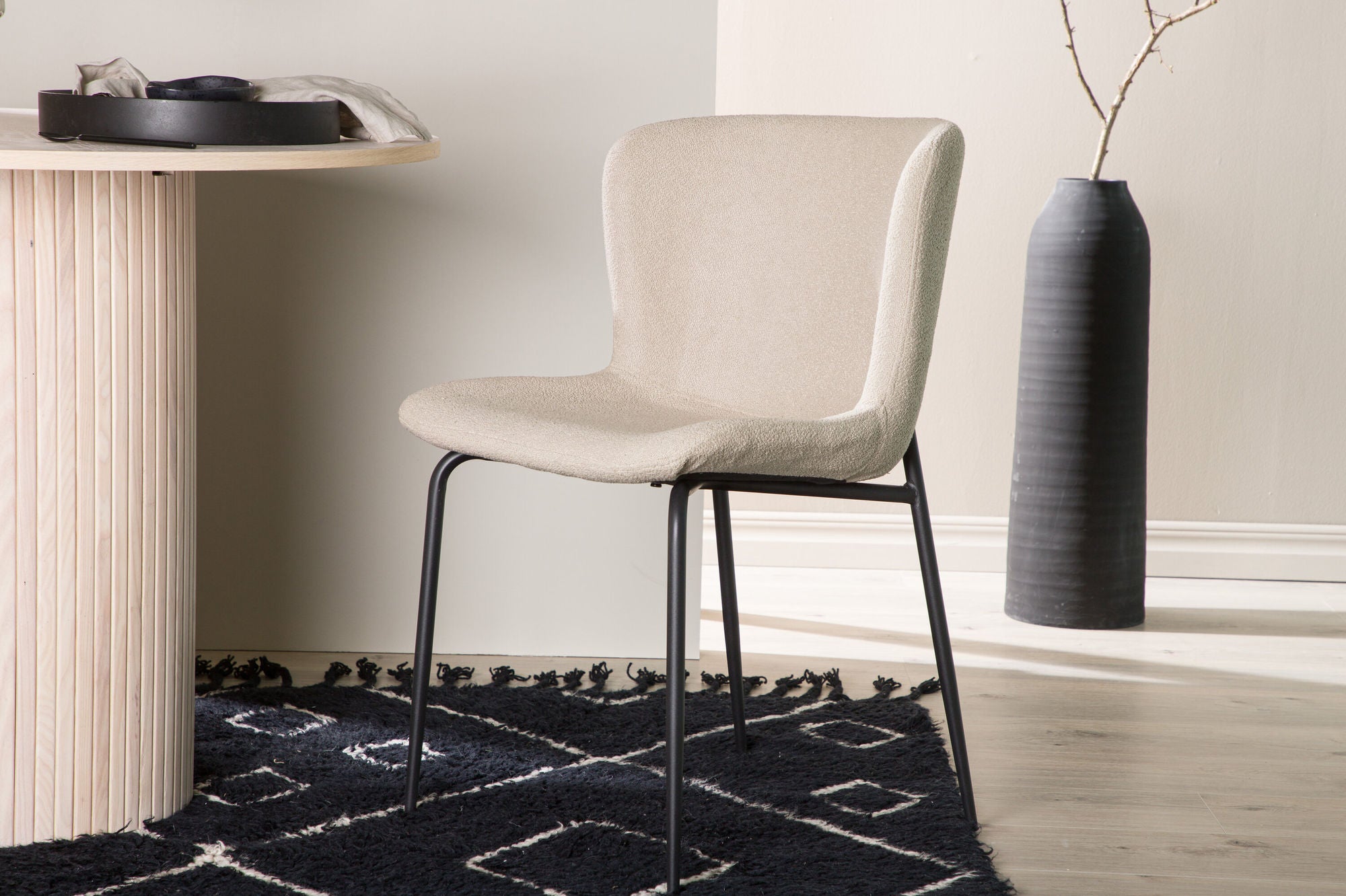 Modesto Matstol Bouclé, Beige 2-Pack