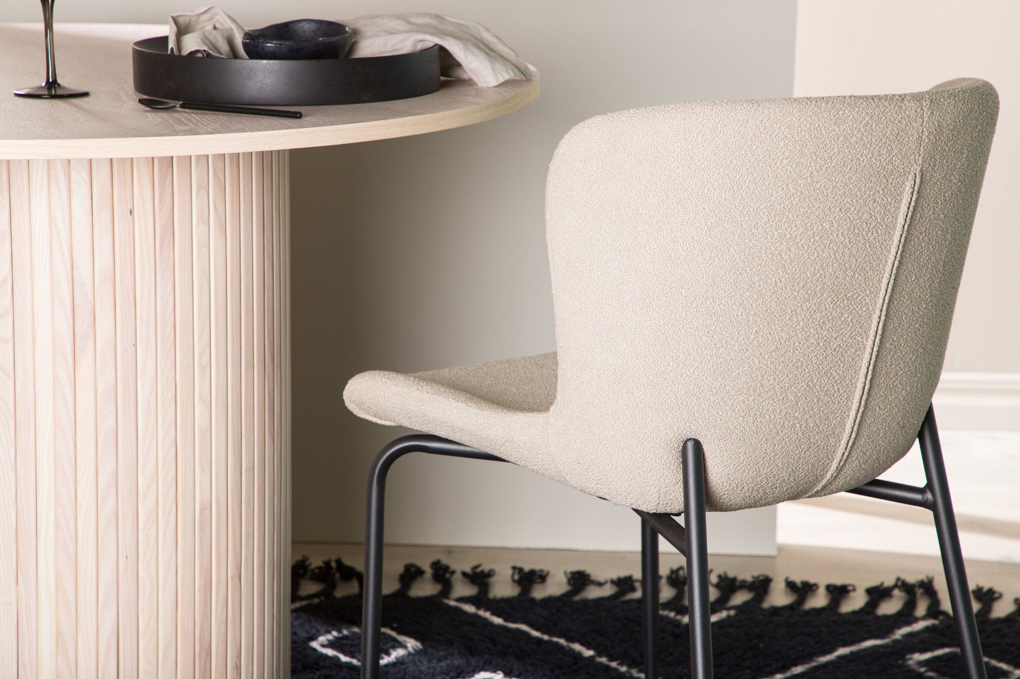 Modesto Matstol Bouclé, Beige 2-Pack