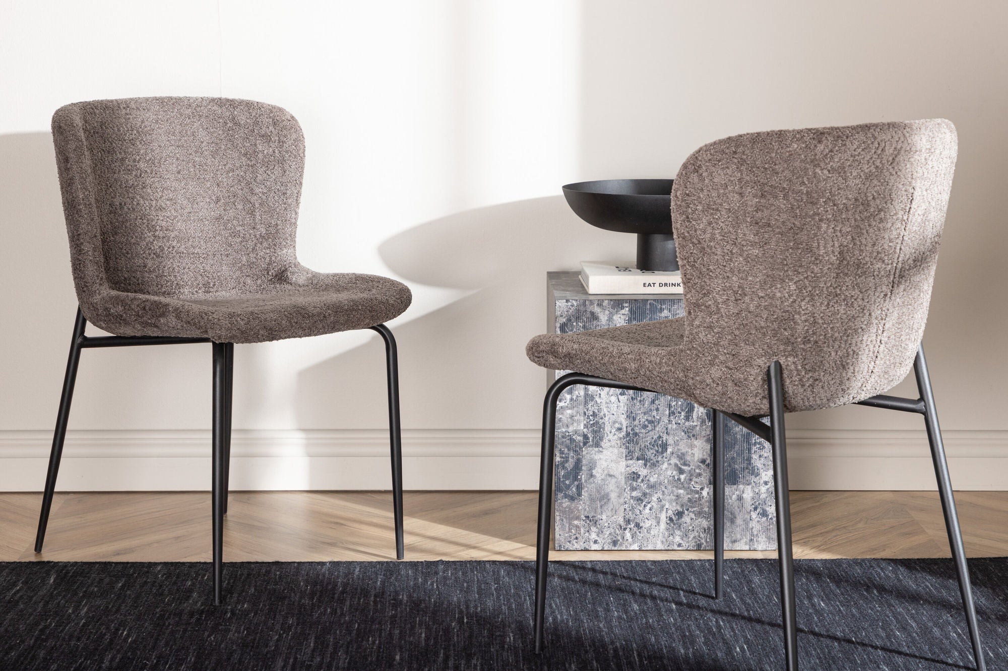 Modesto Matstol Bouclé, Grå 2-Pack