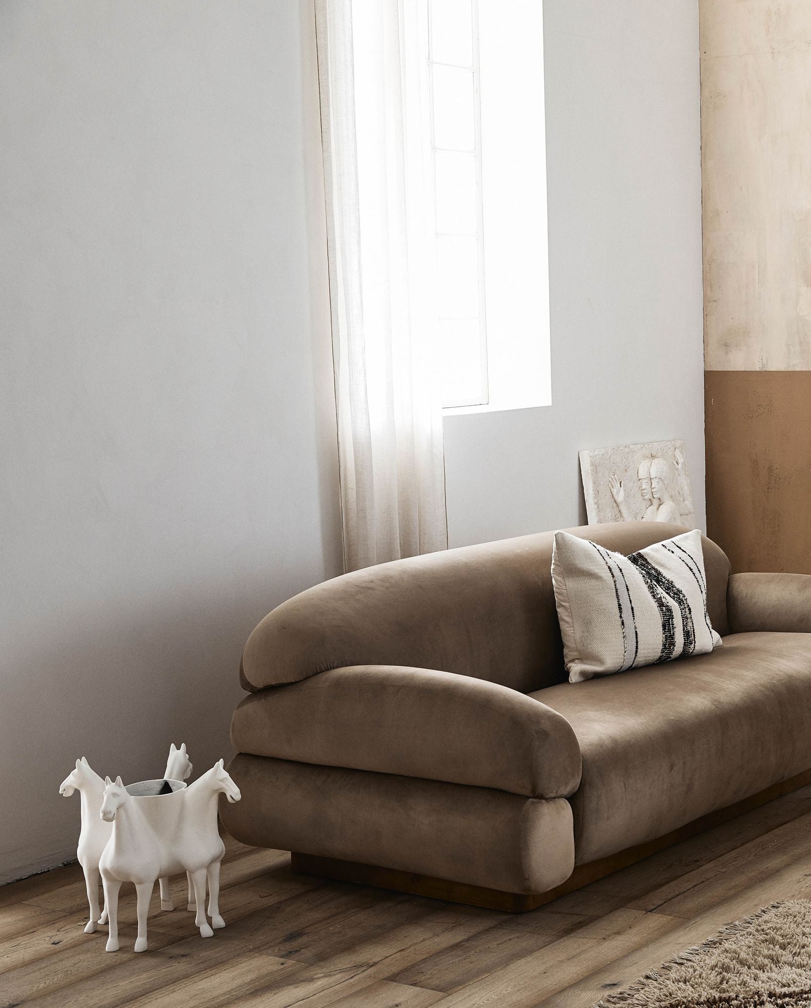 SOF Soffa Velour, Ljusbrun