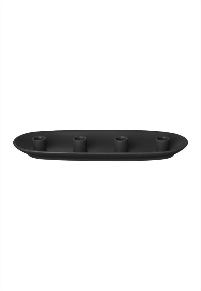 Vela Ljusstake Oval 40 cm Svart