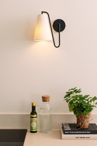 Vägglampa Lou Bouclé Vit/Svart