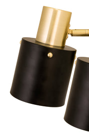 Vägglampa Clark 2 Svart/Borstad Mässing