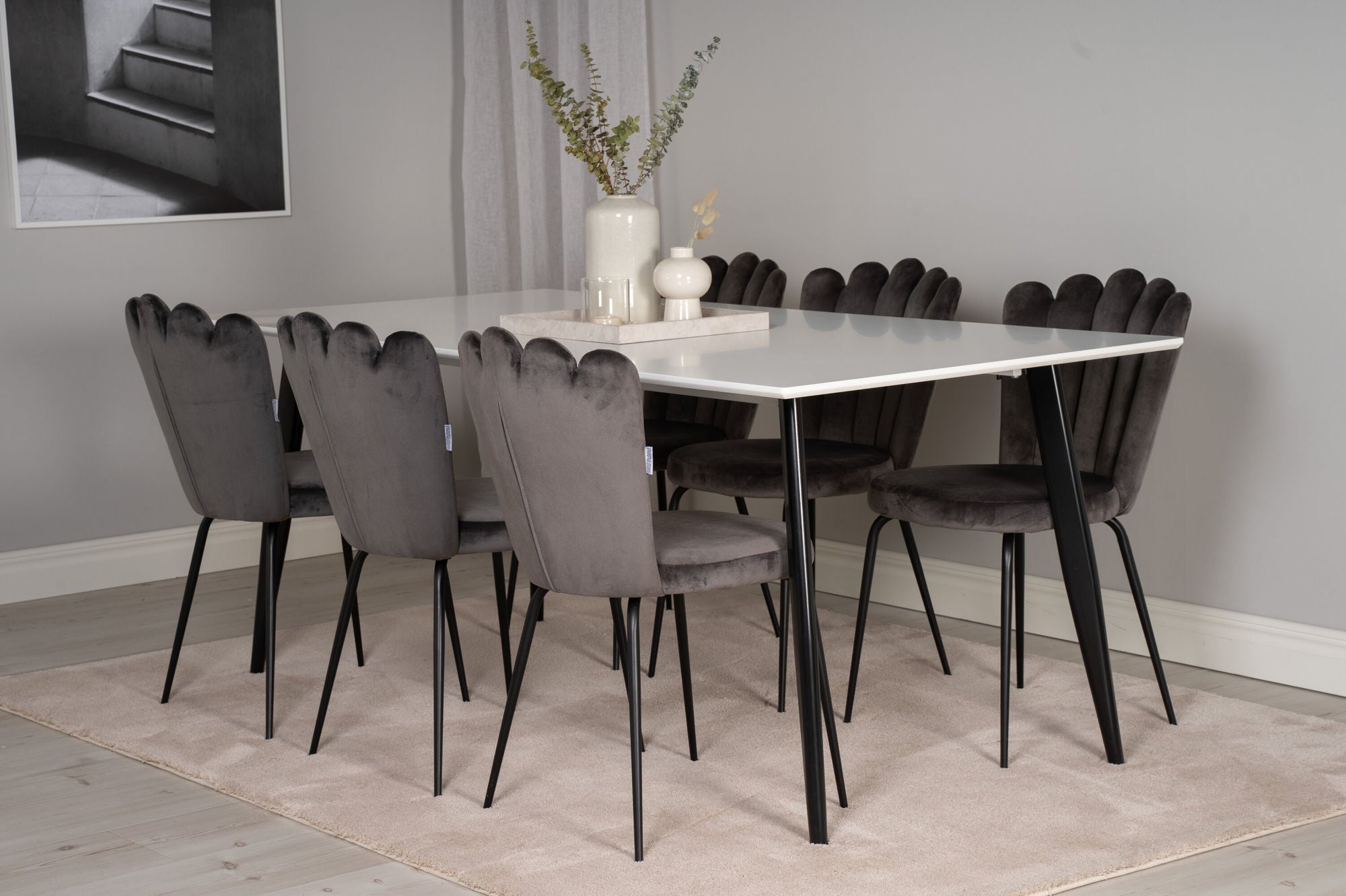 Sanne Matbord 180, Vit / Svart