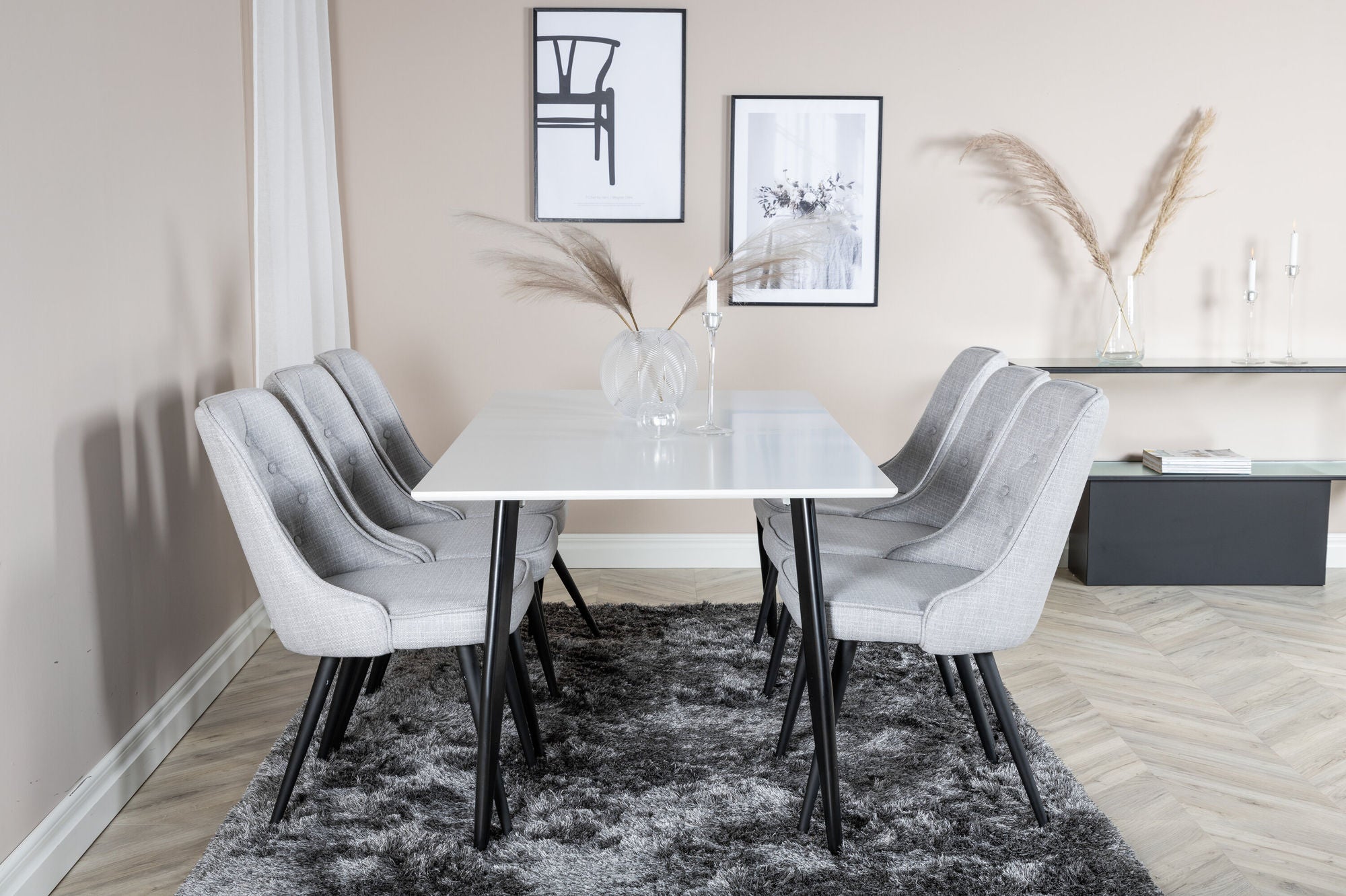 Sanne Matbord 180, Vit / Svart