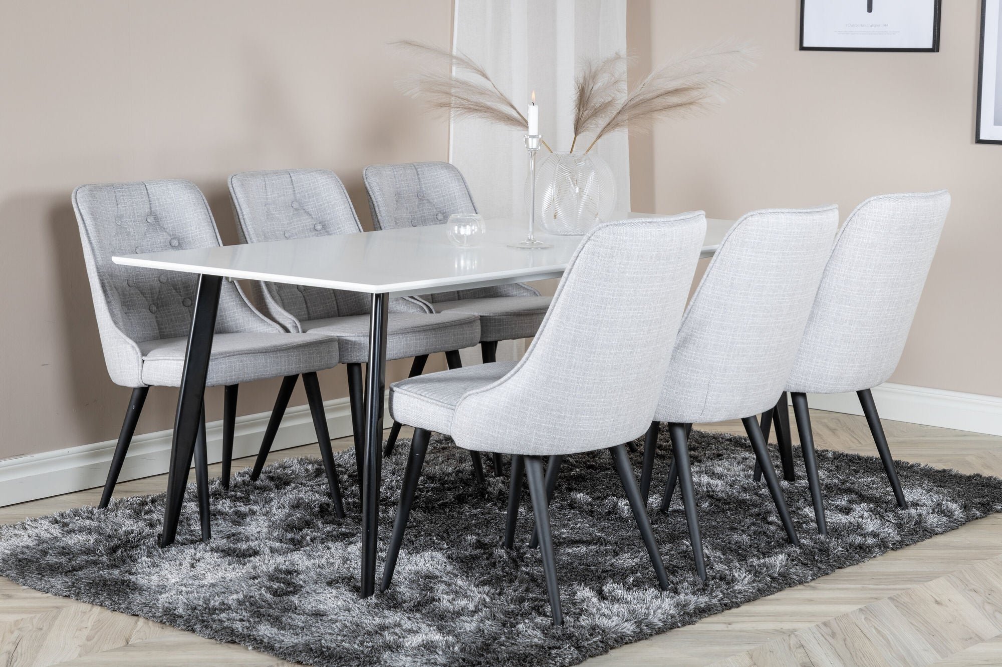 Sanne Matbord 180, Vit / Svart
