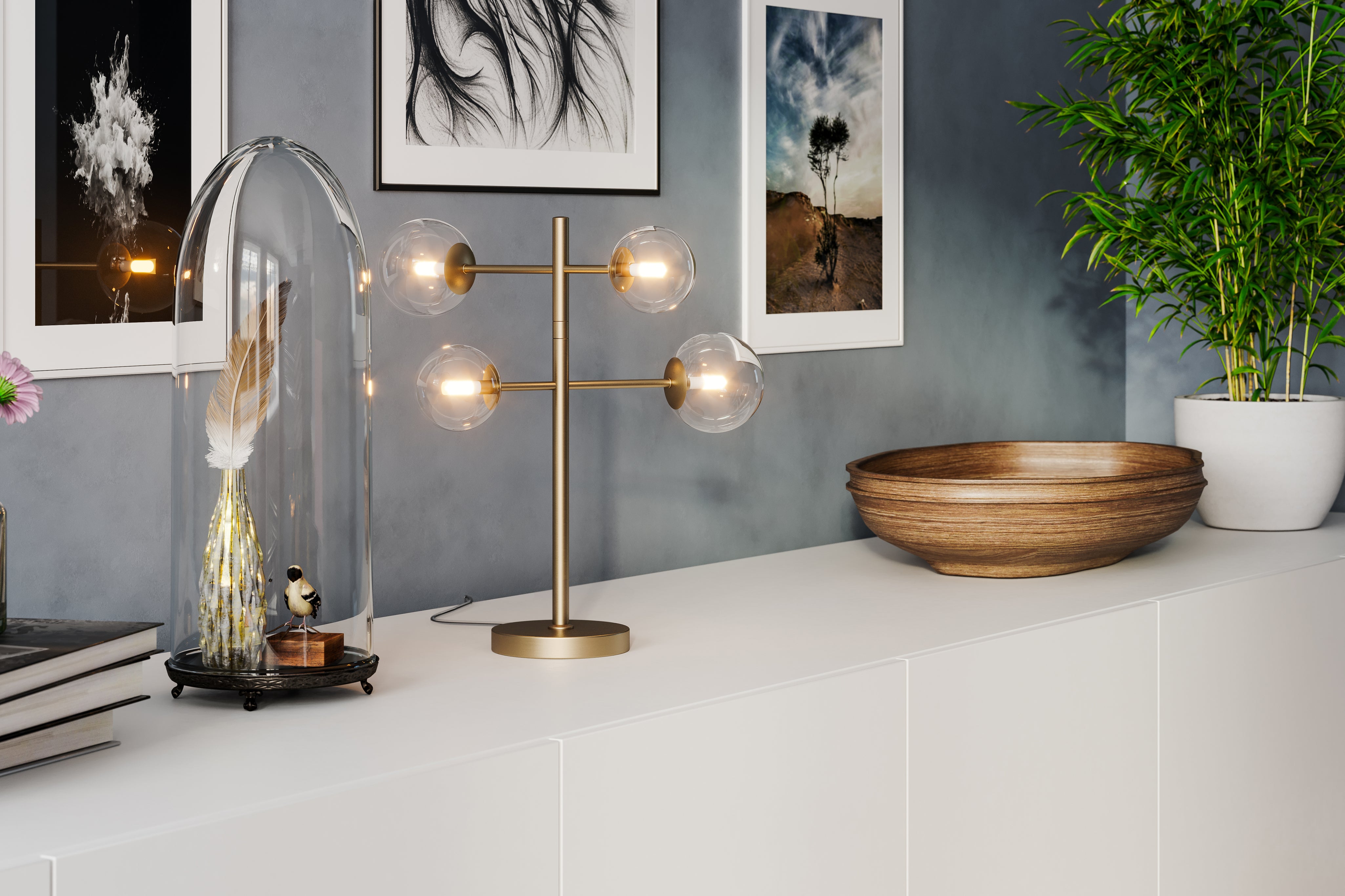 Avenue bordslampa guld/klar
