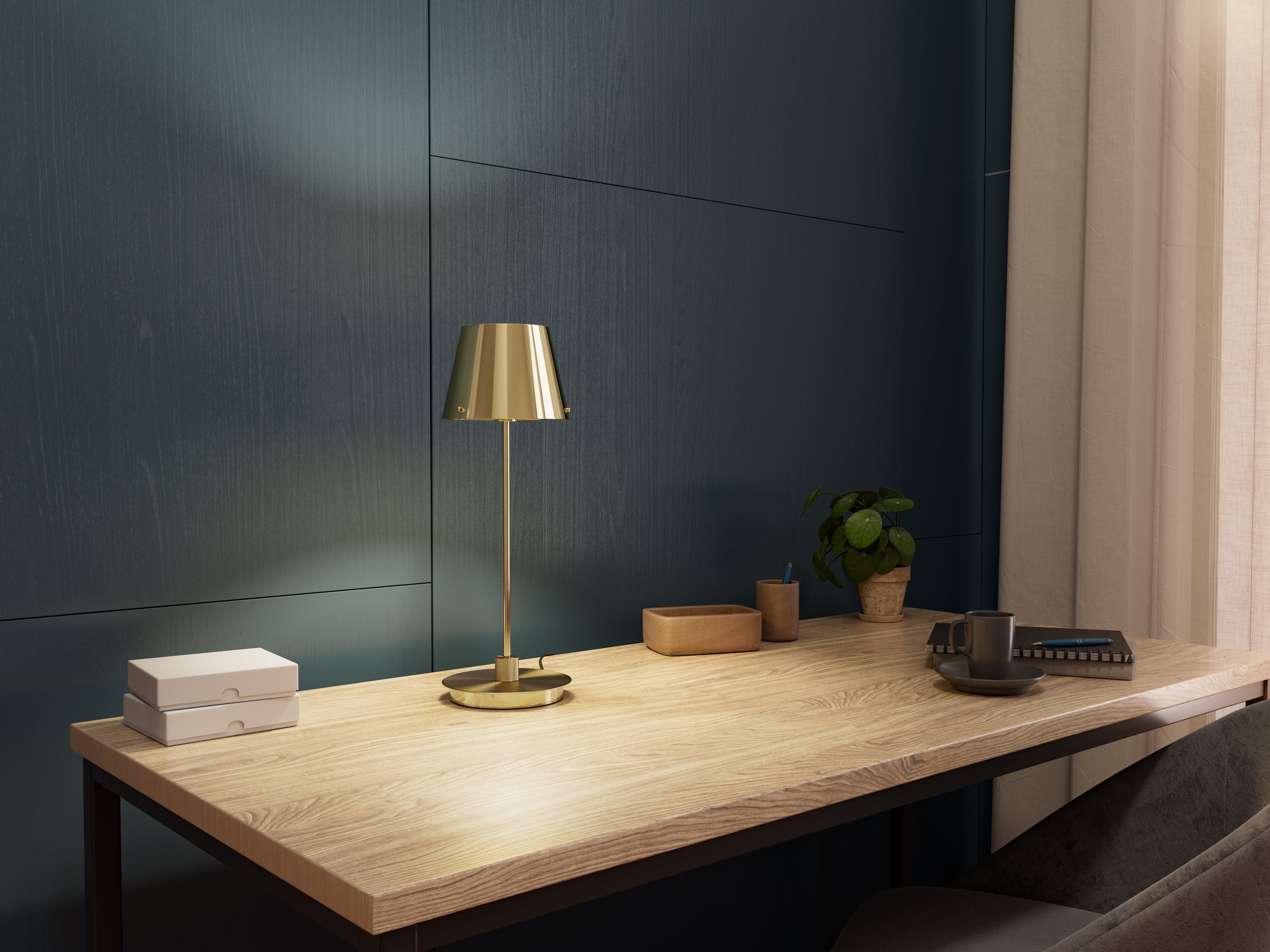 Bordslampa Gil il Grande satin brass