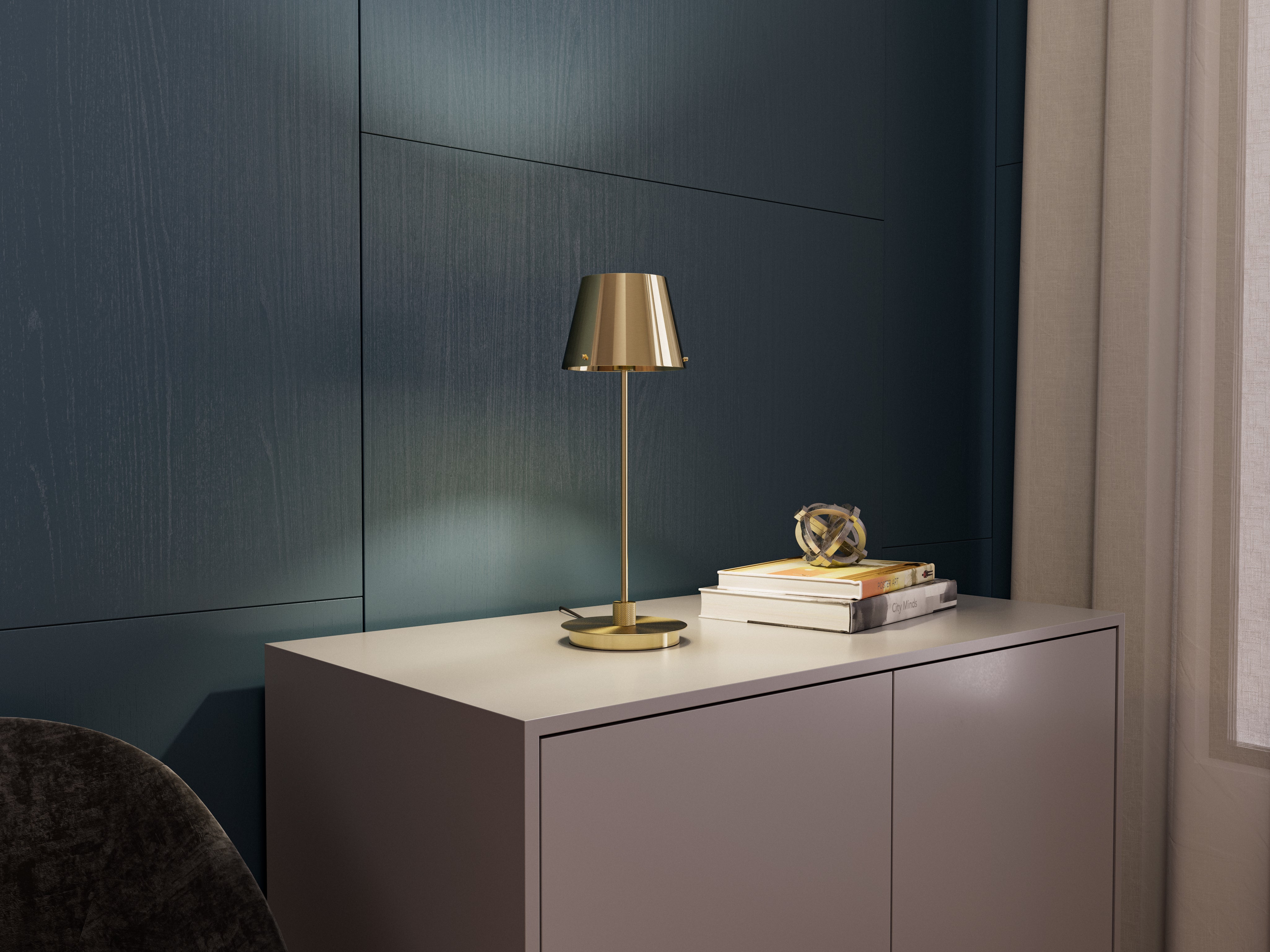 Bordslampa Gil il Grande satin brass