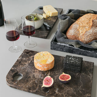MARBLE Bricka, Svart/grå
