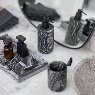MARBLE Tandborstmugg, Svart/grå