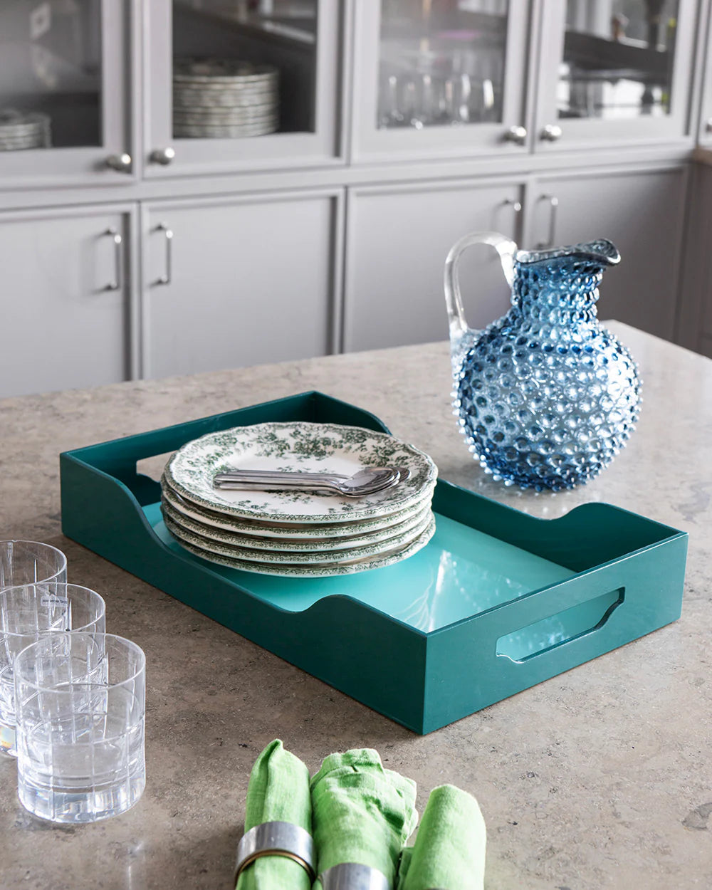 Lacquered Tray - Swell, Turquoise/Green L