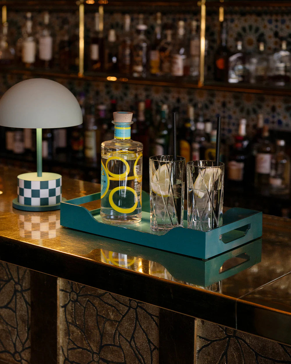 Lacquered Tray - Swell, Turquoise/Green M