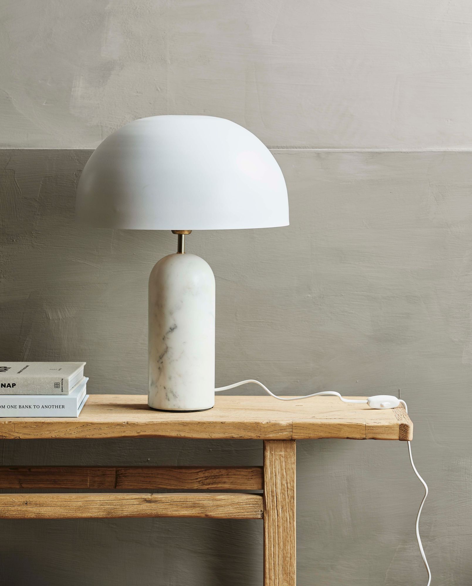 ATLAS Bordslampa Marmor, Vit