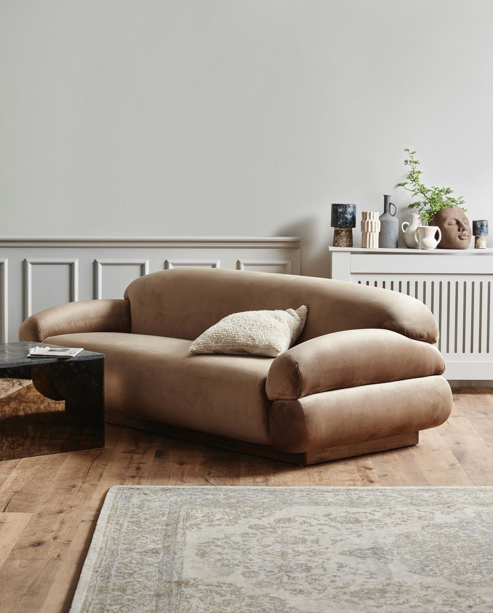SOF Soffa Velour, Ljusbrun