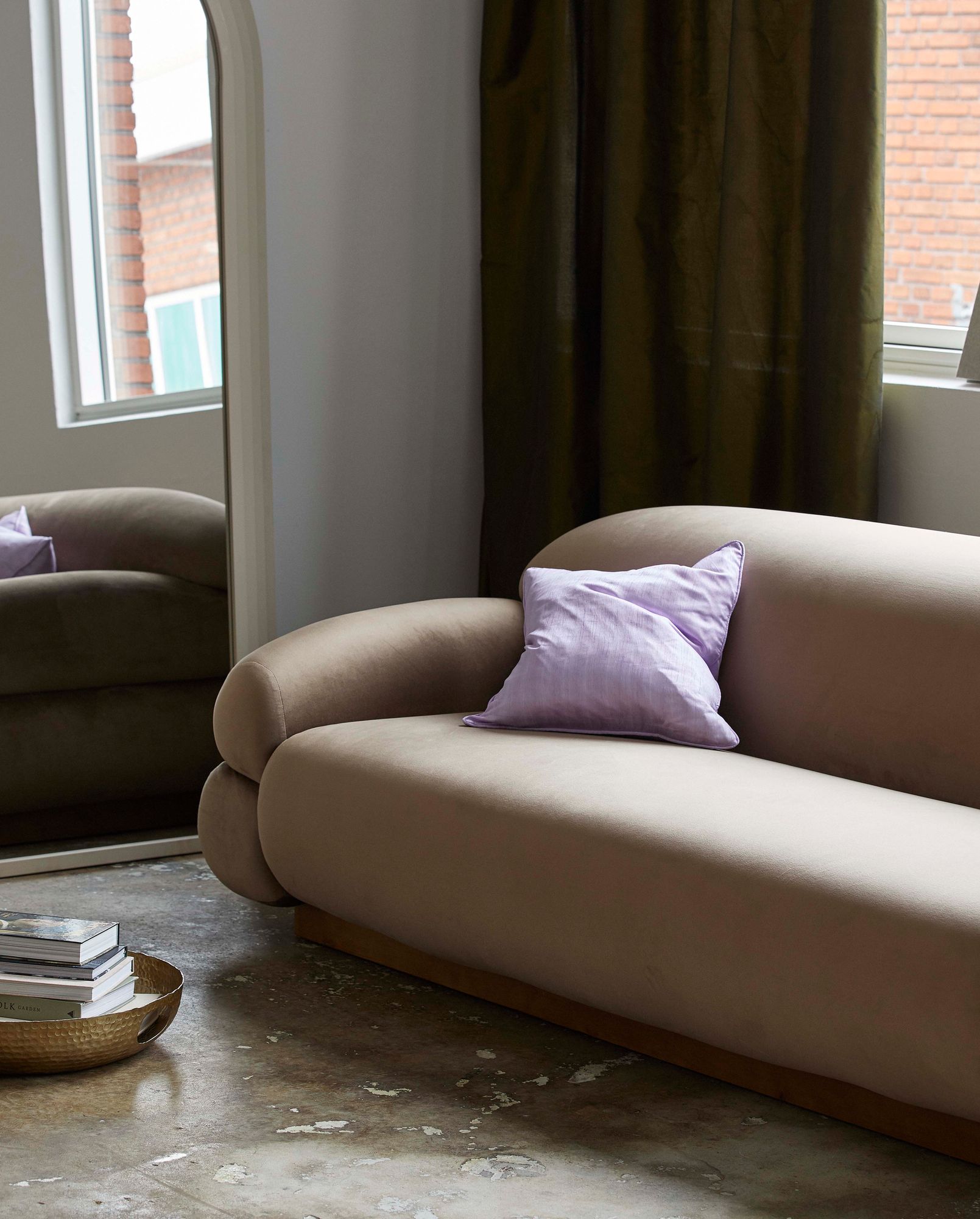 SOF Soffa Velour, Ljusbrun