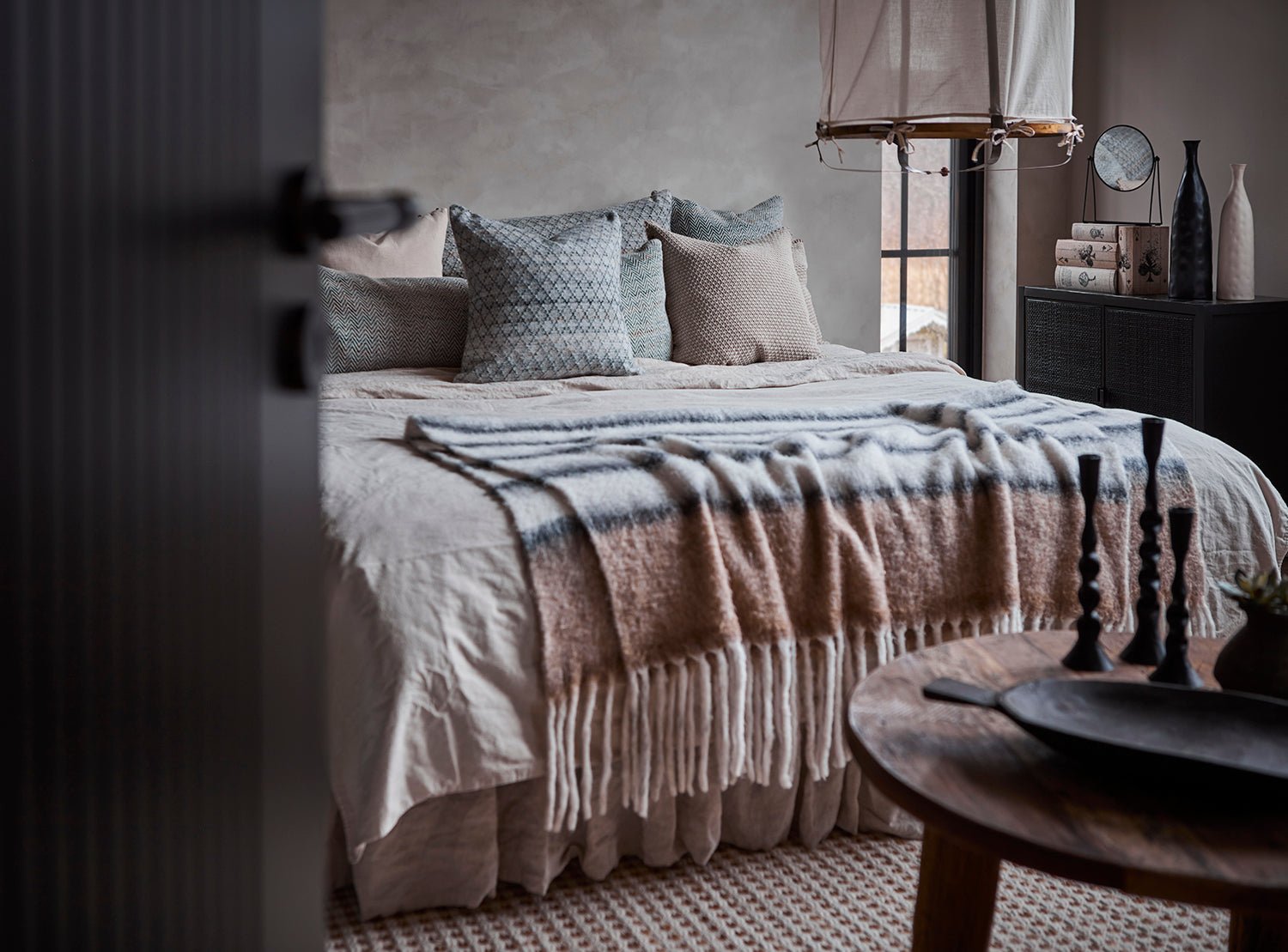 Affari of Sweden FRASSE Filt, Beige/svart/vit - Azalea Home