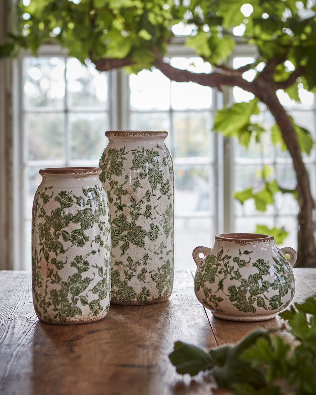 Affari of Sweden VICTORIA Urna L, Vit/grön - Azalea Home