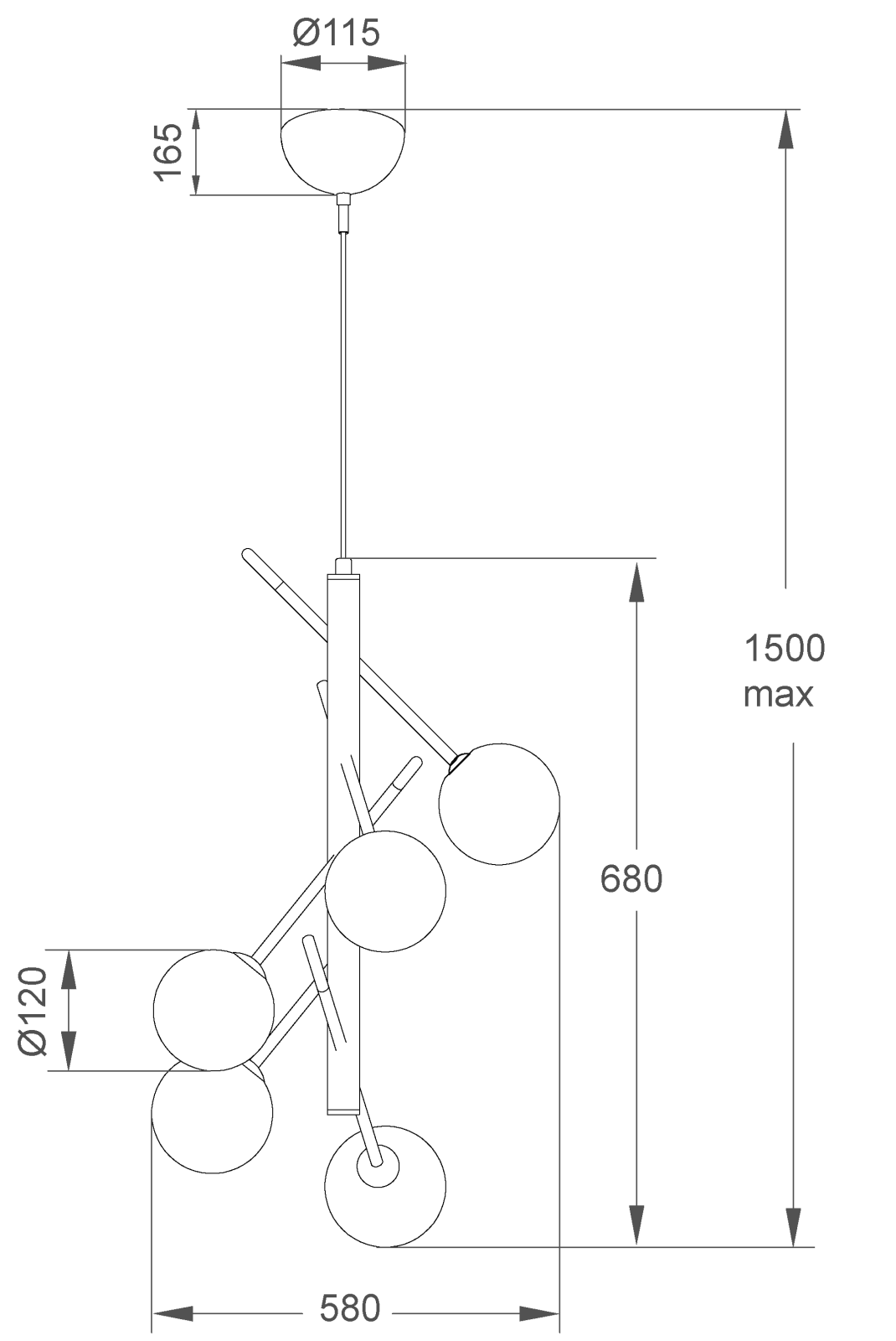 Aneta Lighting AKROBAT taklampa, svart - Azalea Home