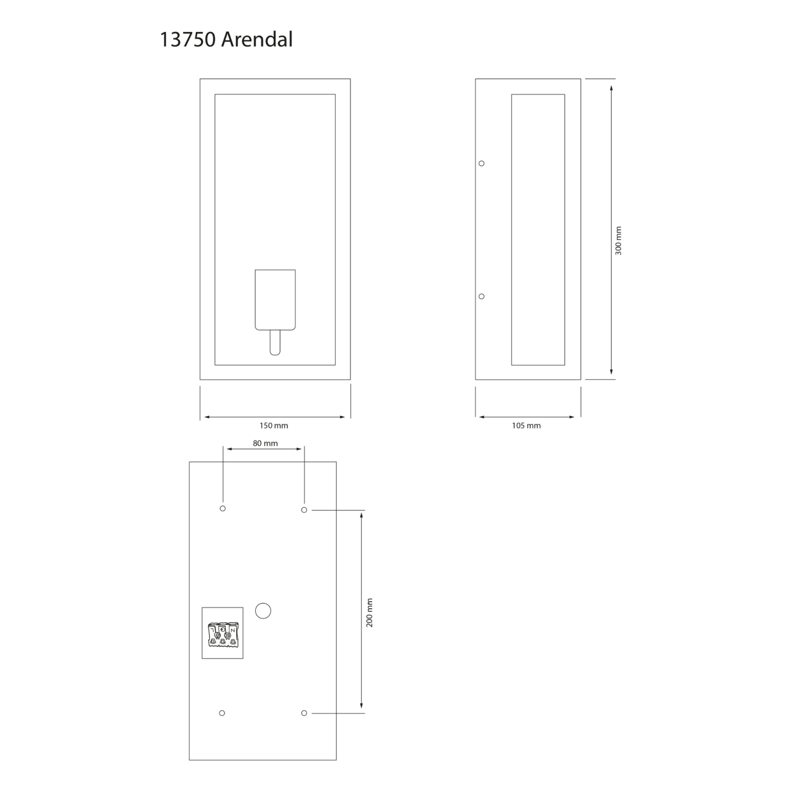 Aneta Lighting ARENDAL vägglampa ute, svart - Azalea Home